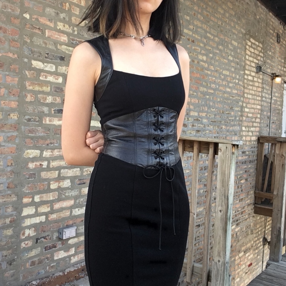 Bebe Black Dress Tie-Up in front Size:2